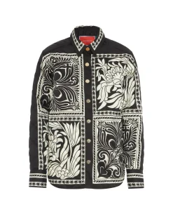 Iris Shirt JacketMix Tiles Placée Black in Twill