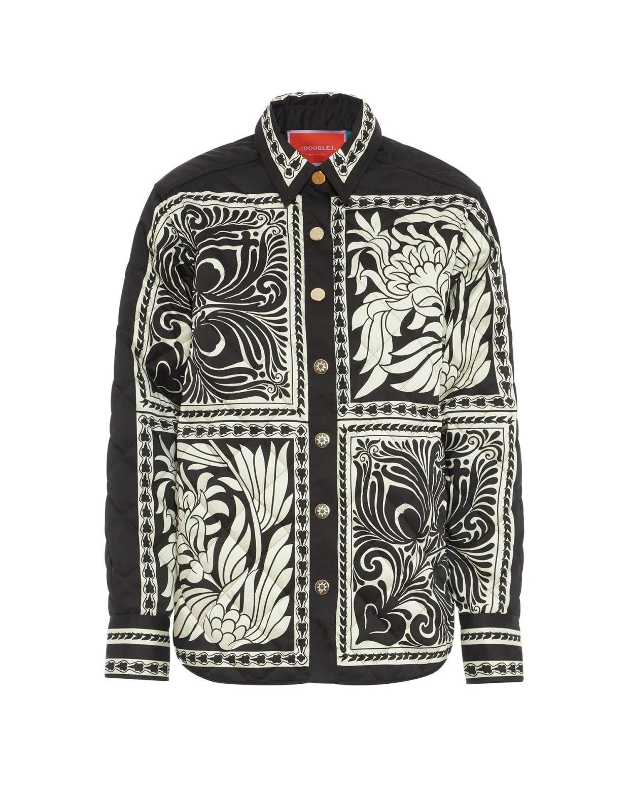 Iris Shirt JacketMix Tiles Placée Black in Twill