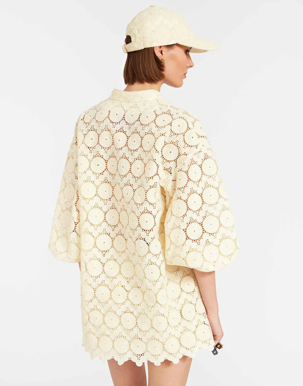 Jackie ShirtEvil Eye Ivory in Macrame