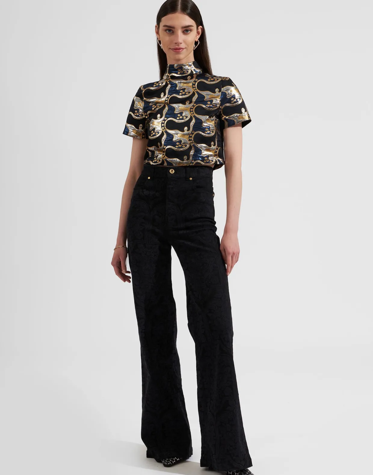 Juliet Crop TopSpritz Blu in Jacquard