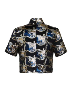 Juliet Crop TopSpritz Blu in Jacquard
