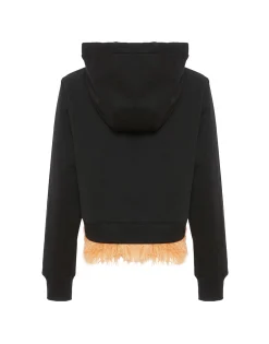 La Scala HoodieBlack in Heavy Jersey With Feathers