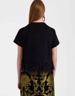 La Scala TeeCherubs Black in Fil Coup&eacute; With Feathers
