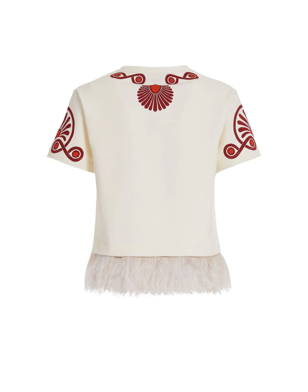 La Scala TeeMedallion Placée Cream in Heavy Jersey With Feathers