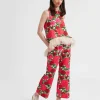 La Scala Top (With Feathers)Pink Dahlias in Shot Cotton
