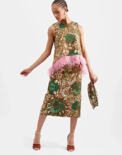 La Scala Top (With Feathers)Anemone Pink in Shot Cotton