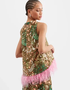 La Scala Top (With Feathers)Anemone Pink in Shot Cotton