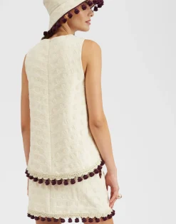 La Scala TopCreamy in Jacquard  With Tassels