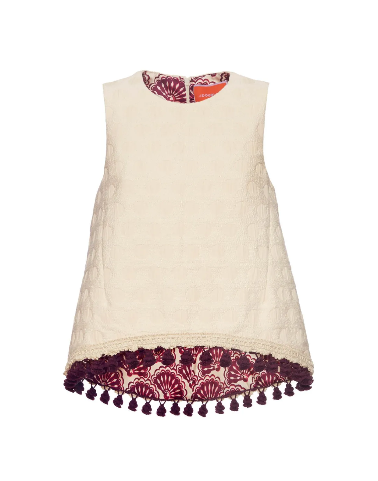 La Scala TopCreamy in Jacquard With Tassels