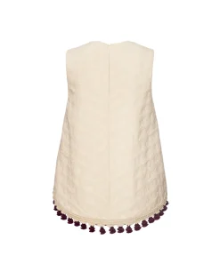 La Scala TopCreamy in Jacquard With Tassels