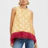 La Scala TopFans Gold in Jacquard With Feathers