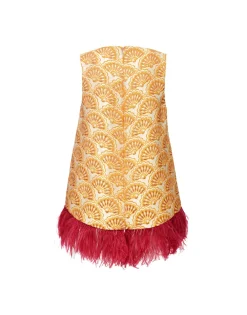 La Scala TopFans Gold in Jacquard With Feathers