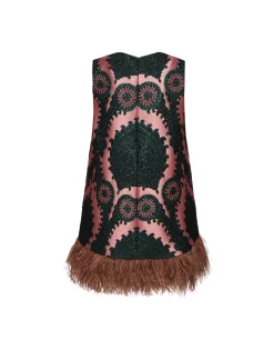 La Scala TopOltrarno Pink in Jacquard With Feathers