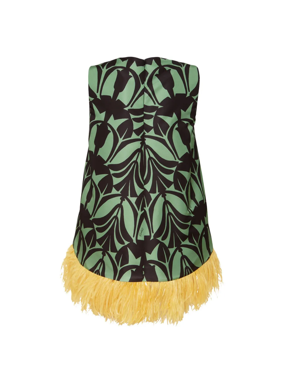 La Scala TopPapyrus Green in Faille With Feathers
