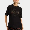 Lacey House T-ShirtSolid Black in Embroidered Cotton