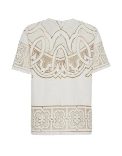 Lacey House T-ShirtSolid White Smoke in Embroidered Cotton