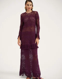 Lacey Long Sleeve Swing DressPlaza Purple in Macram&eacute;