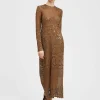 Lacey Long Sleeve Swing DressMilitary Green in Cotton Lace