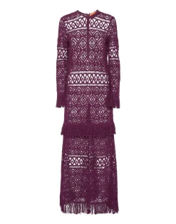 Lacey Long Sleeve Swing DressPlaza Purple in Macramé