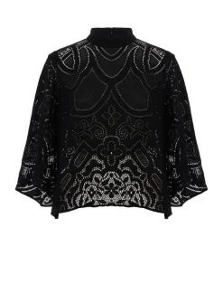 Lacey Make An Exit TopSolid Black in Embroidered Cotton