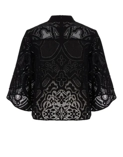 Lacey Make An Exit TopSolid Black in Embroidered Cotton