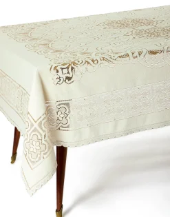 Lacey Medium TableclothSolid White Smoke in Embroidered Cotton