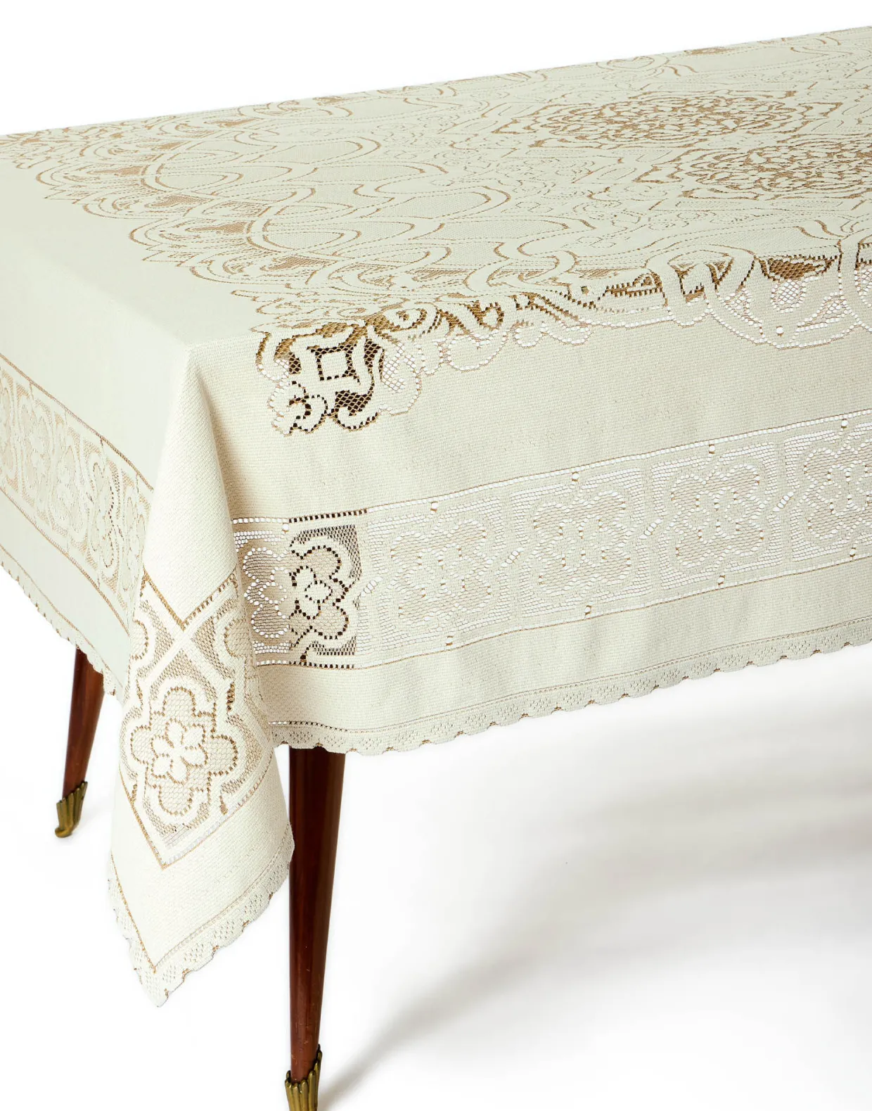 Lacey Medium TableclothSolid White Smoke in Embroidered Cotton