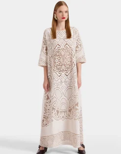 Lacey Muumuu DressSolid White Smoke in Embroidered Cotton