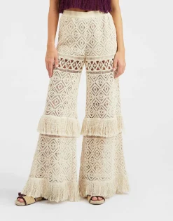 Lacey Palazzo PantsPlaza Cream in Macram&eacute;