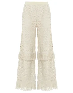 Lacey Palazzo PantsPlaza Cream in Macramé