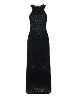 Lacey Racer DressSolid Black in Embroidered Cotton