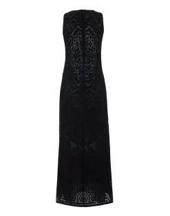 Lacey Racer DressSolid Black in Embroidered Cotton