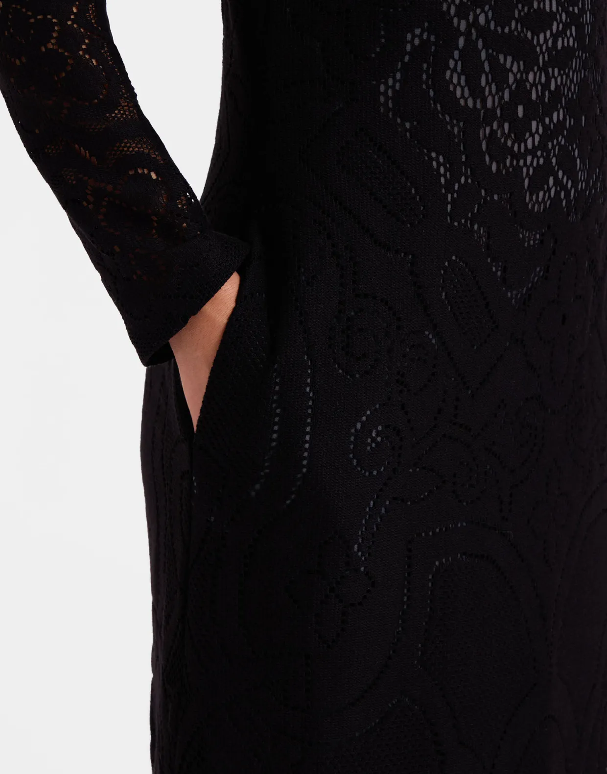Lacey Swing DressSolid Black in Embroidered Cotton
