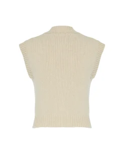 Lampone VestBeige in Wool Embroidered