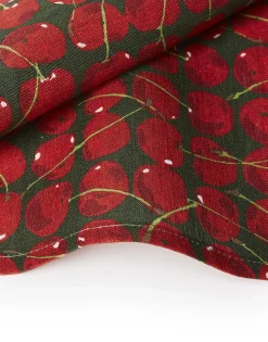 Large Napkins Set Of 2Cherries Verde in Linen