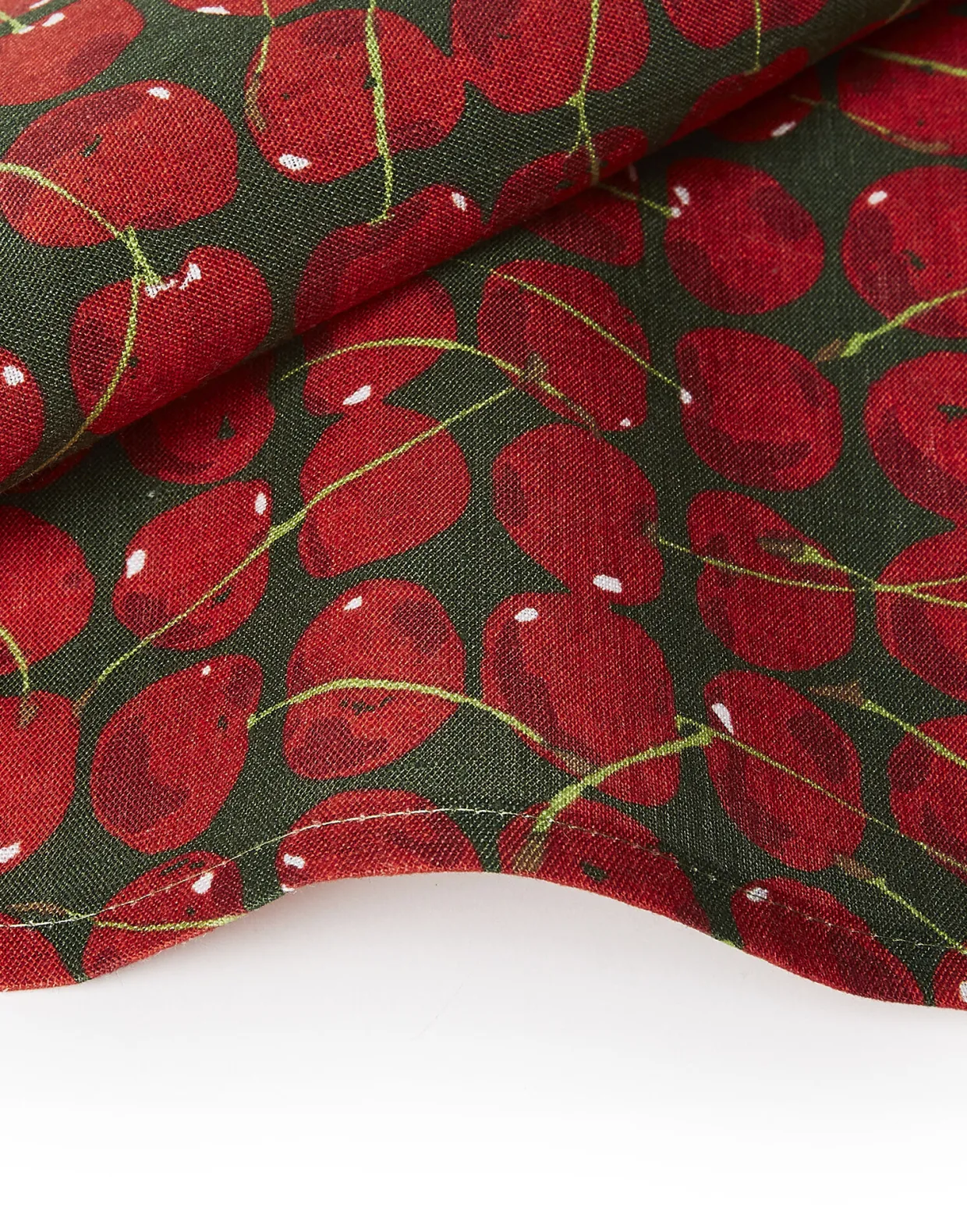 Large Napkins Set Of 2Cherries Verde in Linen