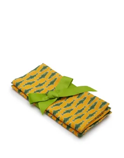 Large Napkins Set Of 2Como Fish Yellow Small in Linen