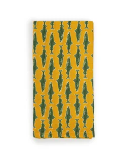 Large Napkins Set Of 2Como Fish Yellow Small in Linen