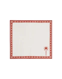 Large Napkins Set Of 2Date Palms Brick in Linen