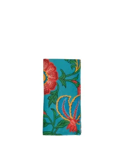 Large Napkins Set Of 2Dragon Flower Turchese in Linen