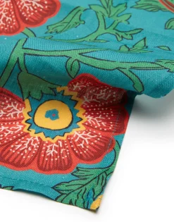 Large Napkins Set Of 2Dragon Flower Turchese in Linen