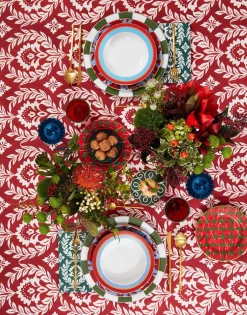 Large Napkins Set Of 2Green Garland in Linen