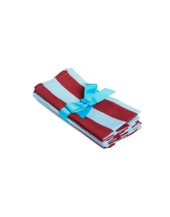 Large Napkins Set of 6Riga Bordeaux - Azzurro in Linen