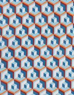 Large Tablecloth (180x350)Cubi Blu in Linen