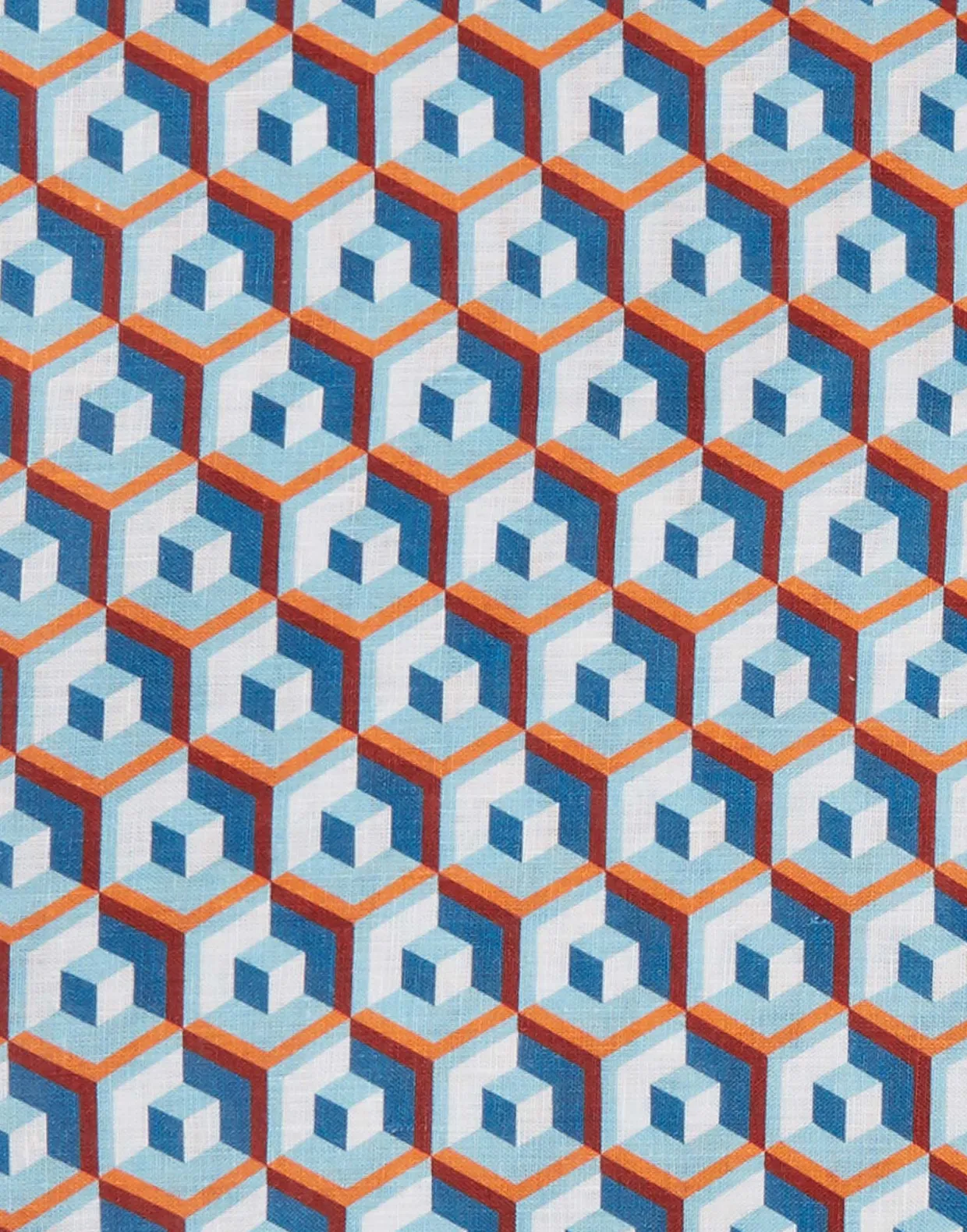 Large Tablecloth (180x350)Cubi Blu in Linen