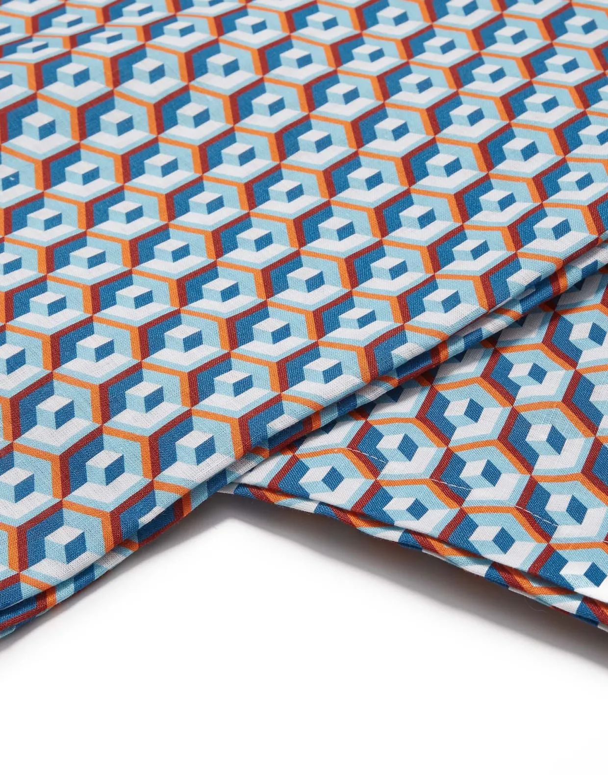 Large Tablecloth (180x350)Cubi Blu in Linen