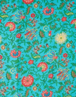 Large Tablecloth (180x350)Dragon Flower Turchese in Linen