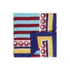 Large Tablecloth (180x350)Riga Bordeaux - Azzurro (Plac&eacute;e) in Linen