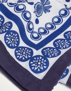 Large TableclothBig Pineapple Blu (Plac&eacute;e) in Linen