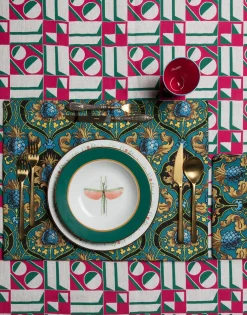 Large TableclothGeometrico Rosa in Linen